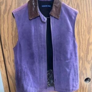 Leather, silk and wool women's vest purple size small - high fashion